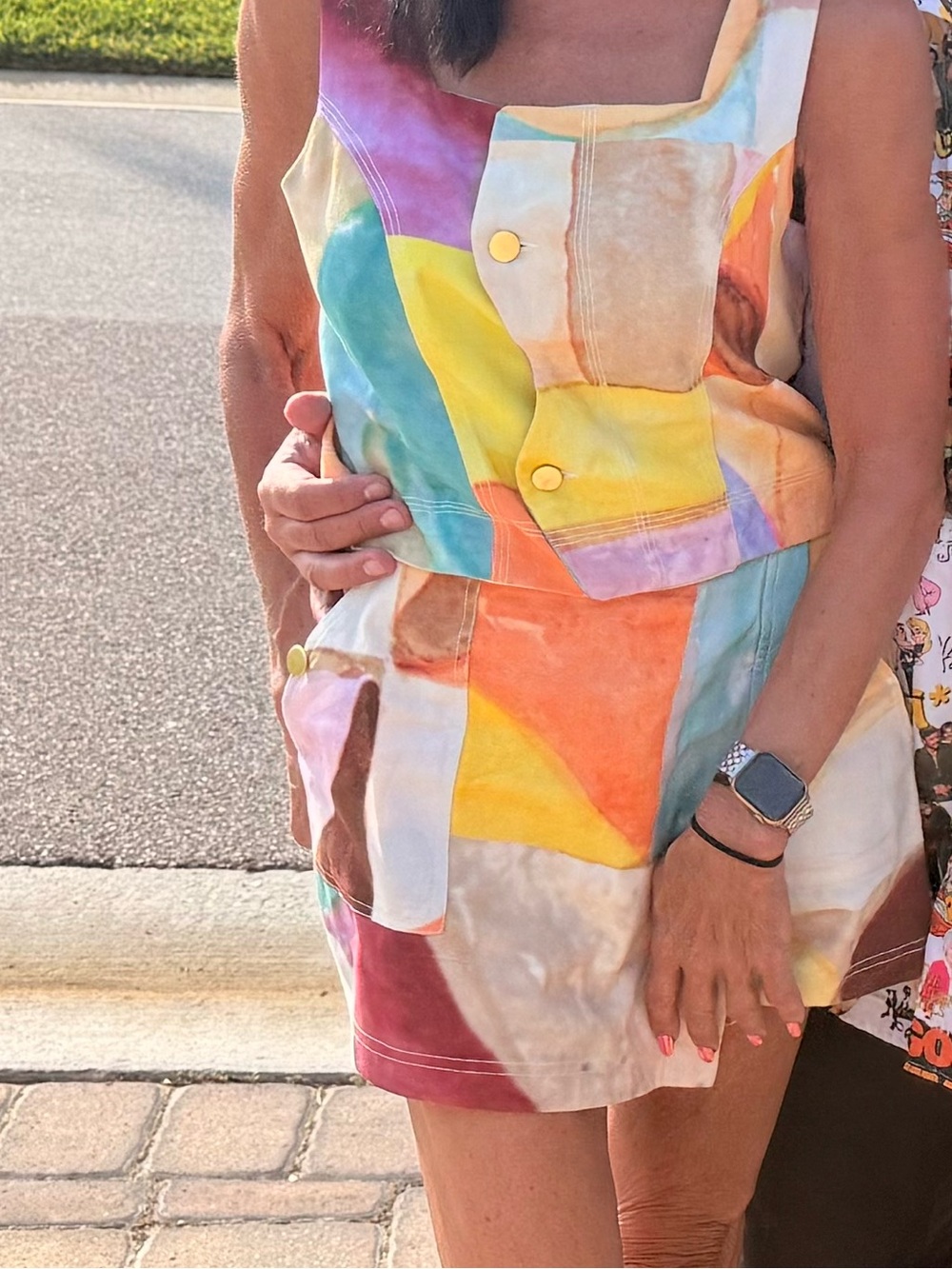 Colorful Patchwork Linen Blend Sleeveless Top